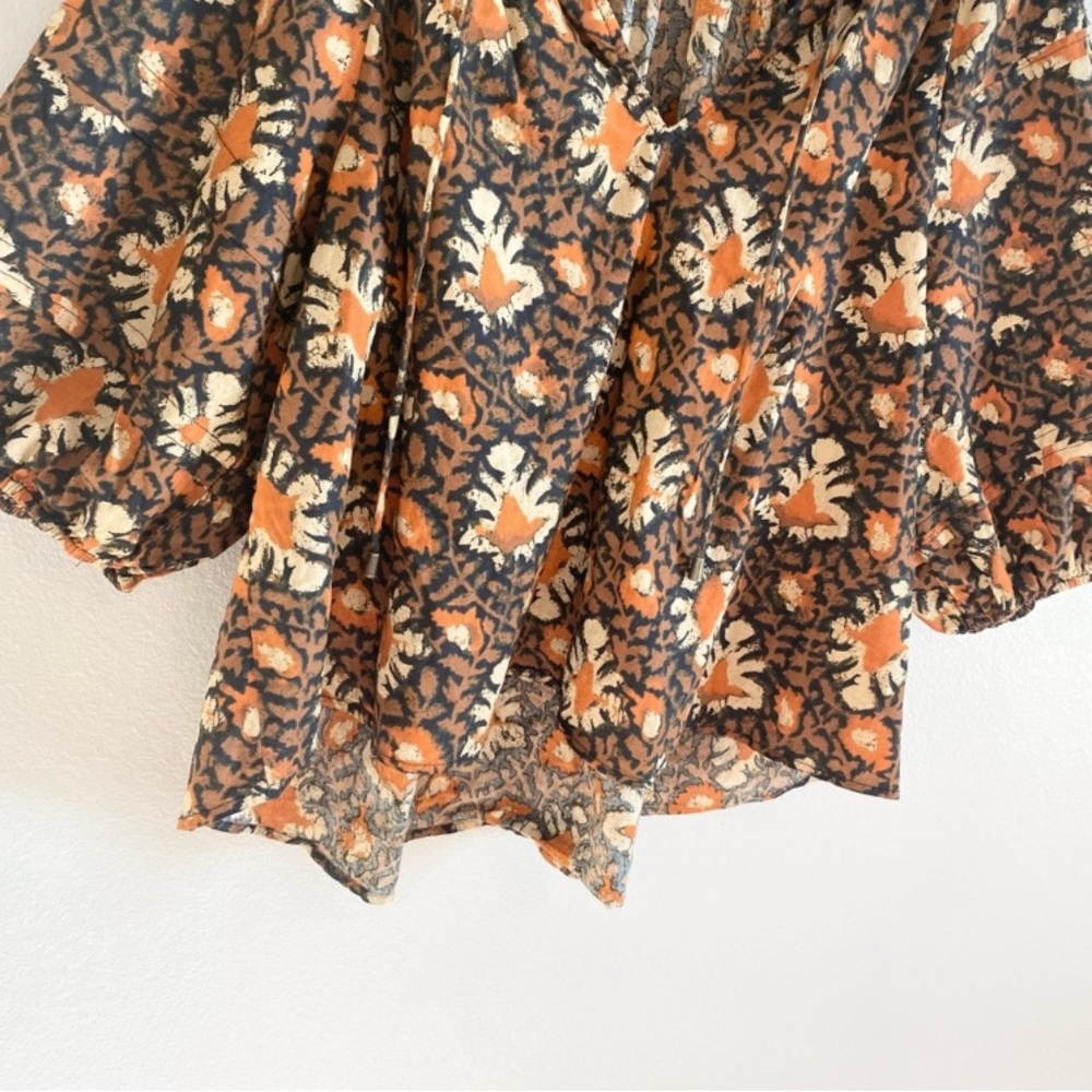 NWOT Free People Willow Print Puff Sleeve Blouse XS - Picture 6 of 11
